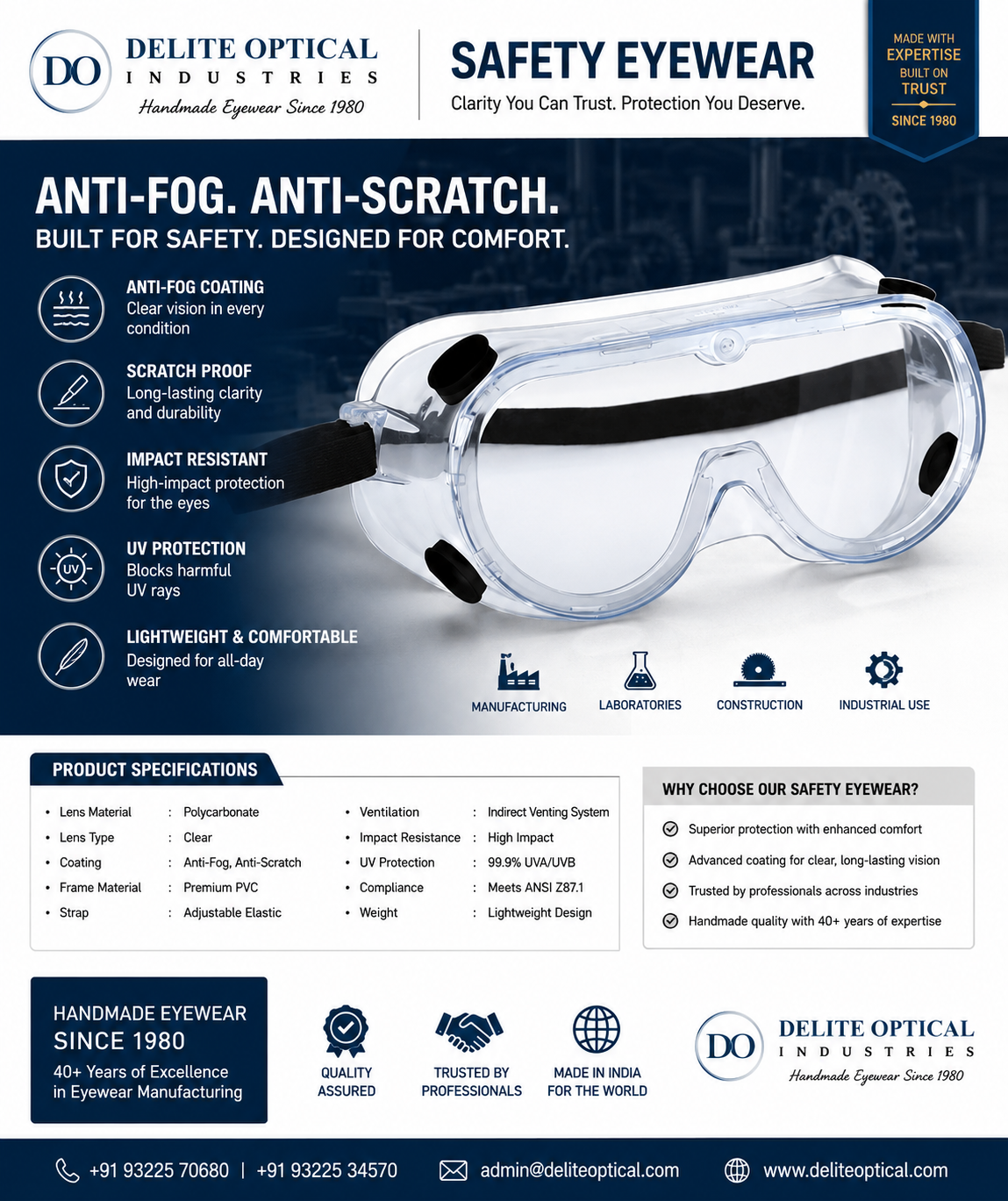 Chemical Safety Googles